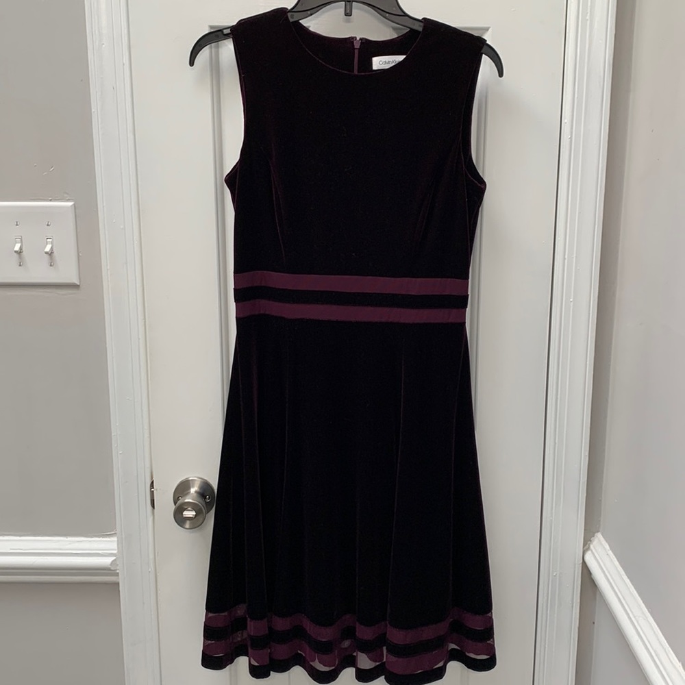 Calvin Klein plum cocktail dress, velvet